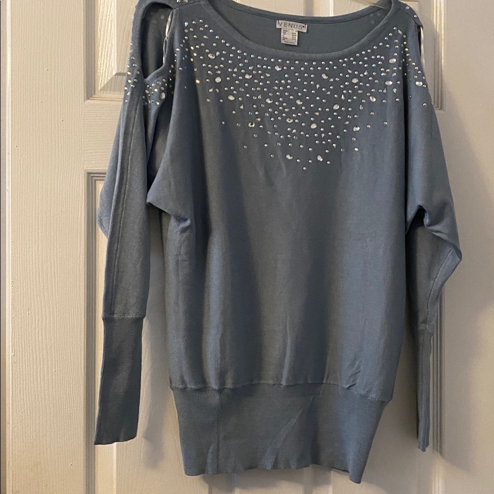 VENUS Light Blue Top with Sparkling Accents